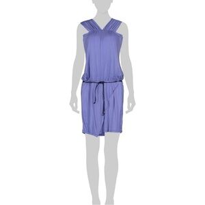 MYF Lilac Purple Faux Wrap Halter Silk Mini Dress - Size L